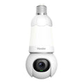 HESLER 2K WLAN-Glühbirnenkamera als Produktfoto freigestellt vor weißem Hintergrund, mit E27-Gewinde und Kameraobjektiv.