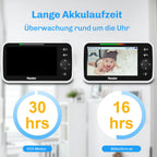 Vergleich der Akkulaufzeit: 30 Stunden im Eco-Modus gegenueber 16 Stunden bei dauerhaft eingeschaltetem Bildschirm.