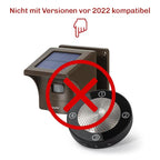 Hinweis zur fehlenden Kompatibilität mit älteren Geräteversionen vor 2022, dargestellt mit Sensor, Empfänger und Warnsymbol.