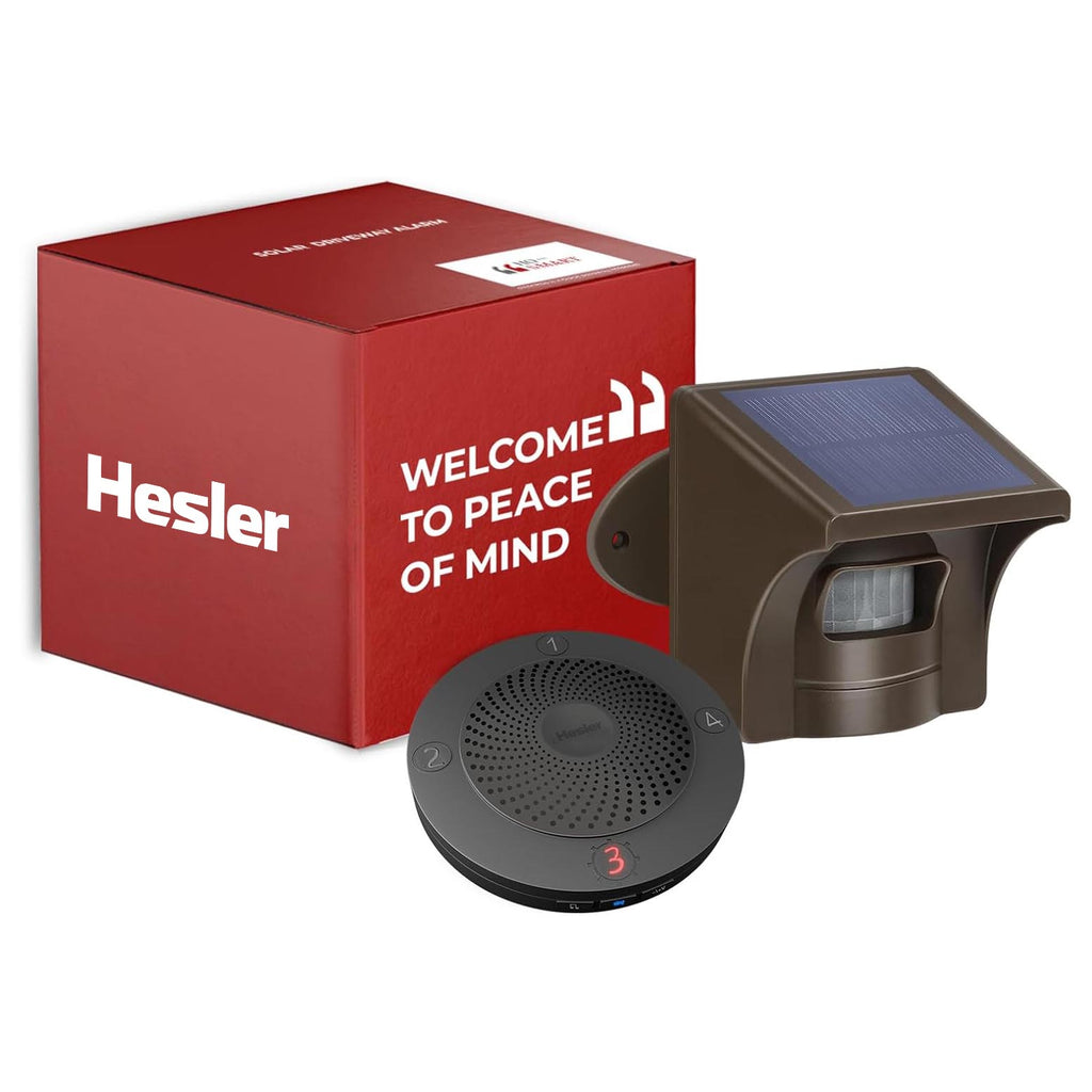 Lieferumfang mit Verpackungsbox, Solarsensor mit Halterung und Empfänger, angeordnet vor weißem Hintergrund.