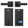 Hesler Smart-Lock mit zwei Türgriffen, Innen- und Außenmodul mit Zahlentastatur und Fingerabdrucksensor.